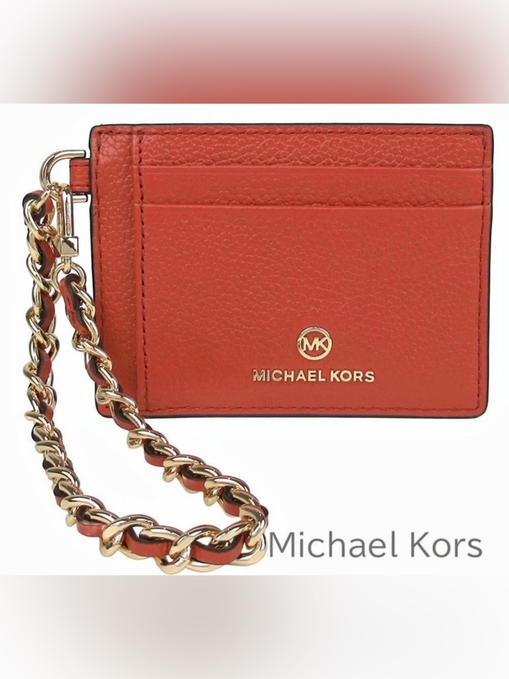 Michael Kors Jet Set Small Pebbled Leather Card Case Wristlet Card Case Wristlet